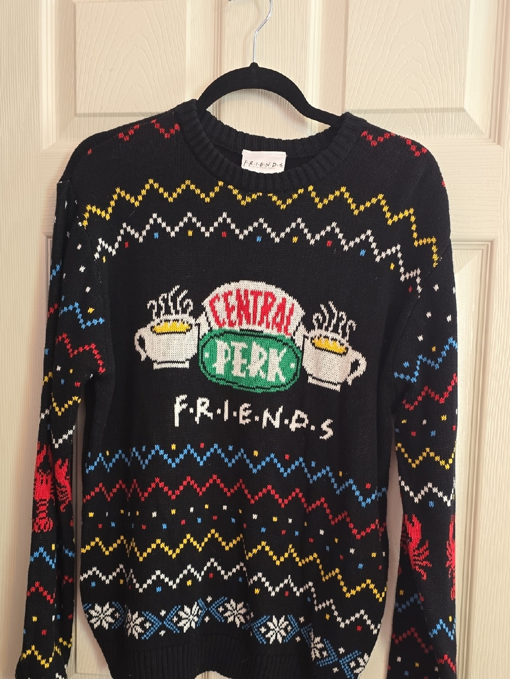 NWOT FRIENDS Black Logo Knit Crewneck with Subtle Yellow‎ Accent